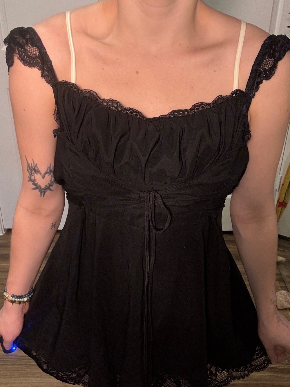 Source Unknown Black Lace-Trim Mini Dress